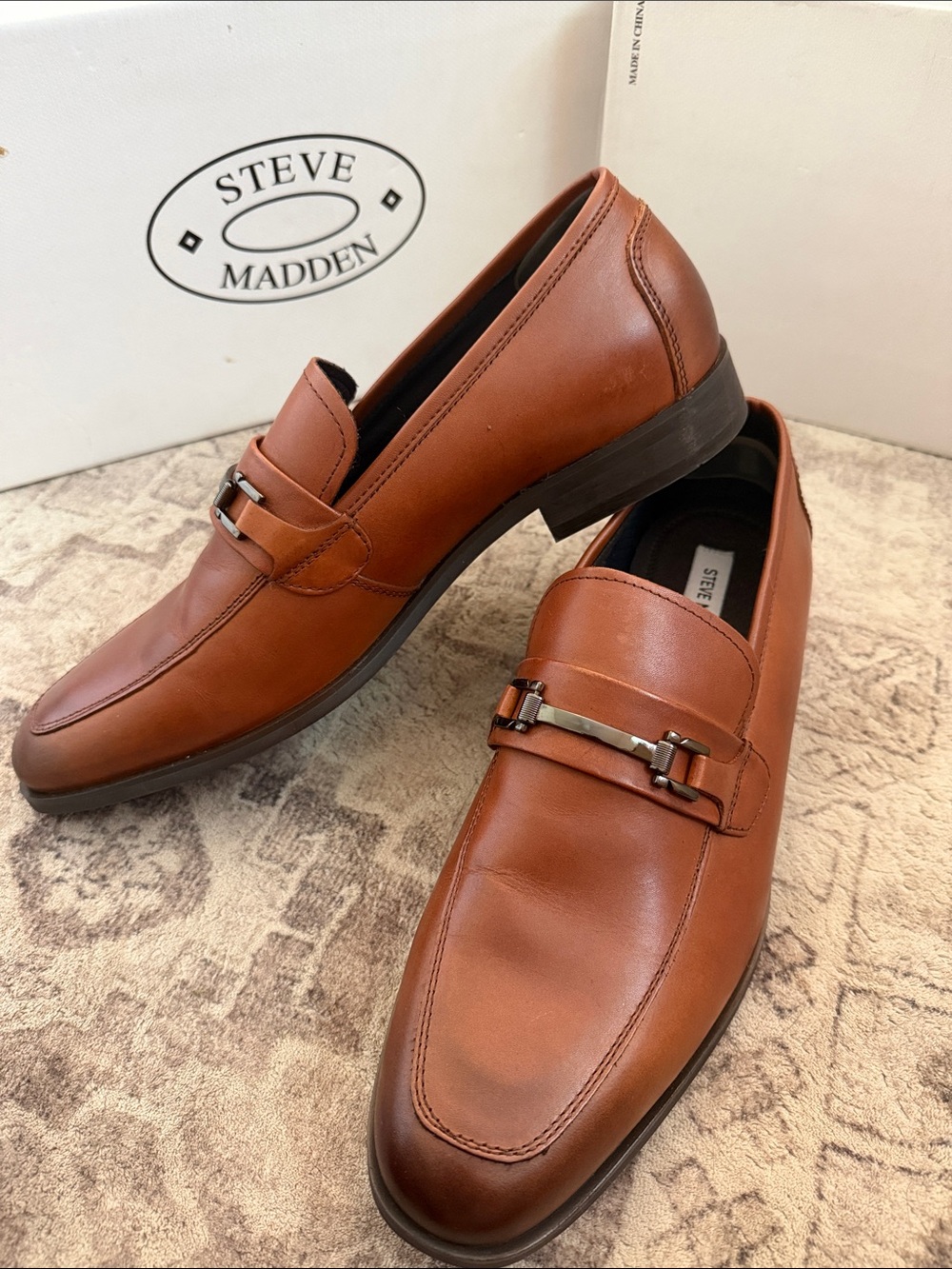 Steve Madden Brown Leather Bit Slip-On Loafers